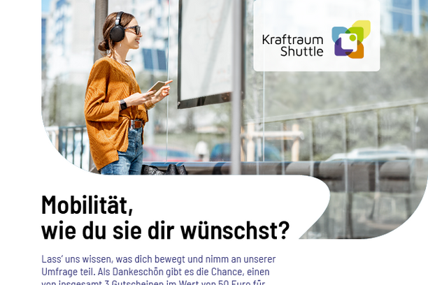 Plakat Umfrage "Kraftraum-Shuttle"